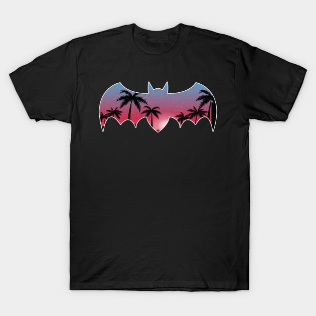 Bat Beautiful Sunset Beach Palm Tree T-Shirt by jrgmerschmann